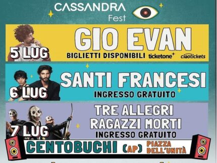 Concerti in programma per l'edizione 2024 del Cassandra Fest